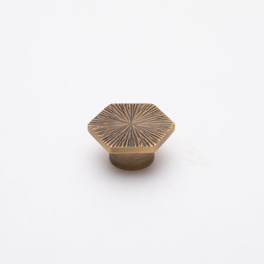 Luxo Hexagon Cabinet Knob-Antique Brass