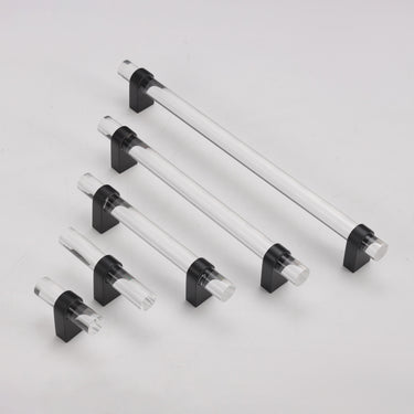 Lucy Acrylic Cabinet Handle-Clear Bar with Black