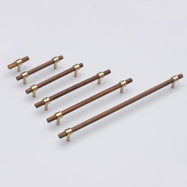 Larky Wood Brass Cabinet Handle-Walnut